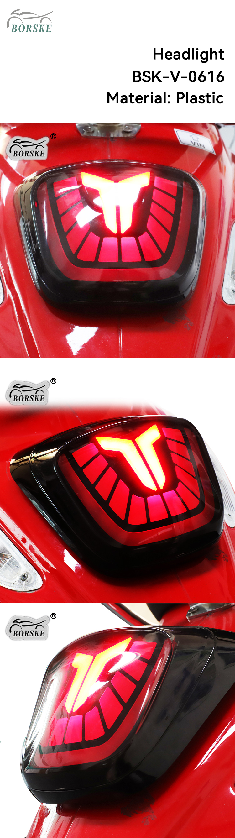 BORSKE Motorcycle Parts Supplier Custom Motorcycle Driving Lights for Vespa sprint Primavera 150 1